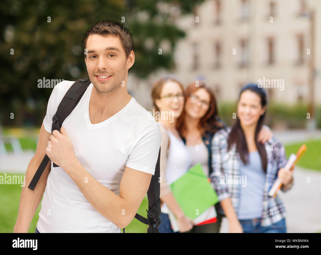 travelling student with backpack Stock Photo