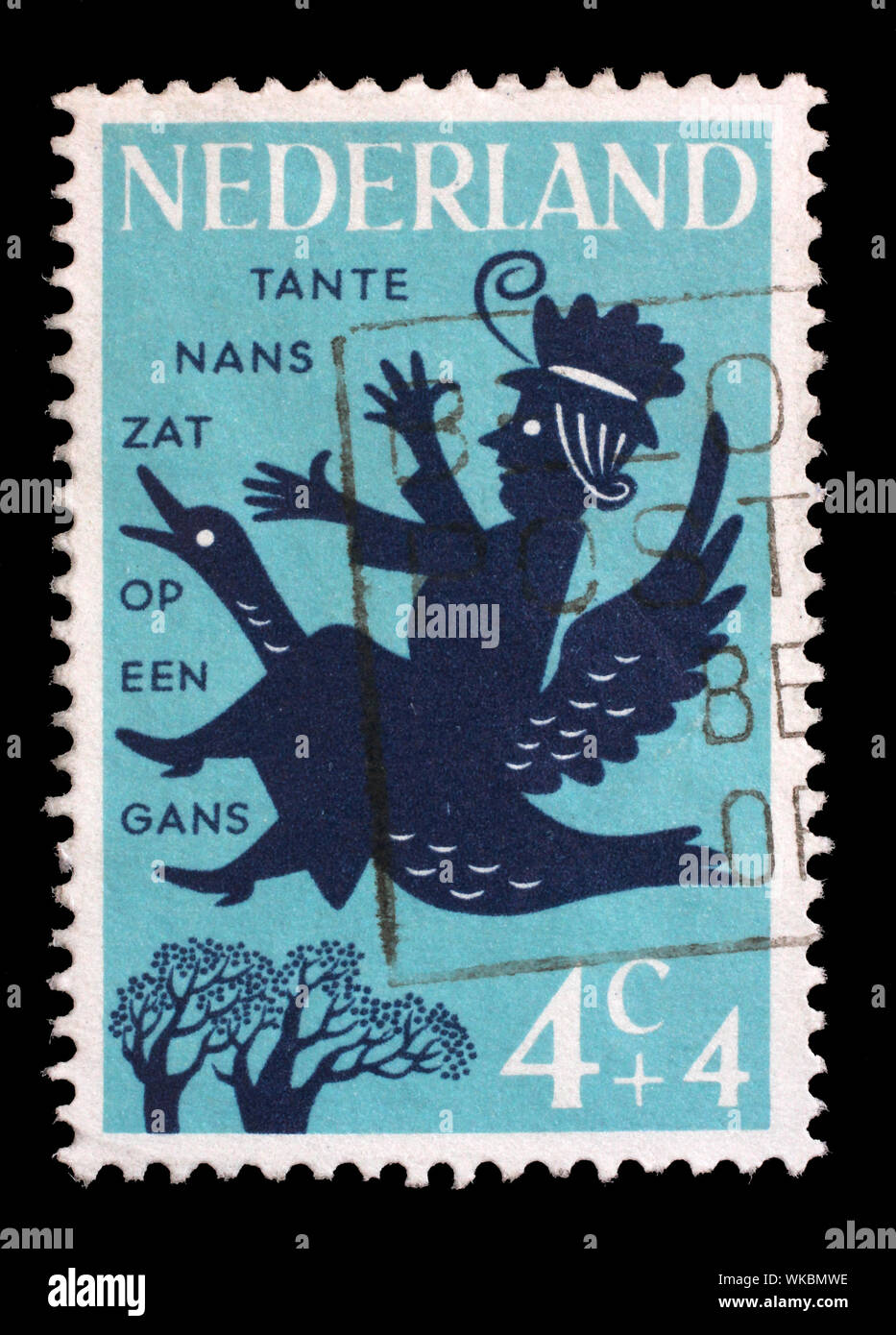 Stamp issued in Iceland shows Aunt Lucy Sat on a Goosey, Nursery Rhymes, circa 1963. Stock Photo
