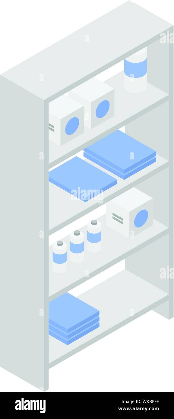 Pharmacy shelf icon, isometric style Stock Vector