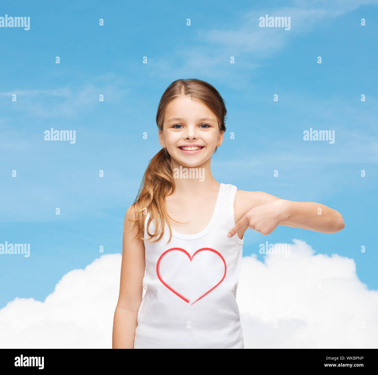 smiling teenage girl in blank white shirt Stock Photo - Alamy