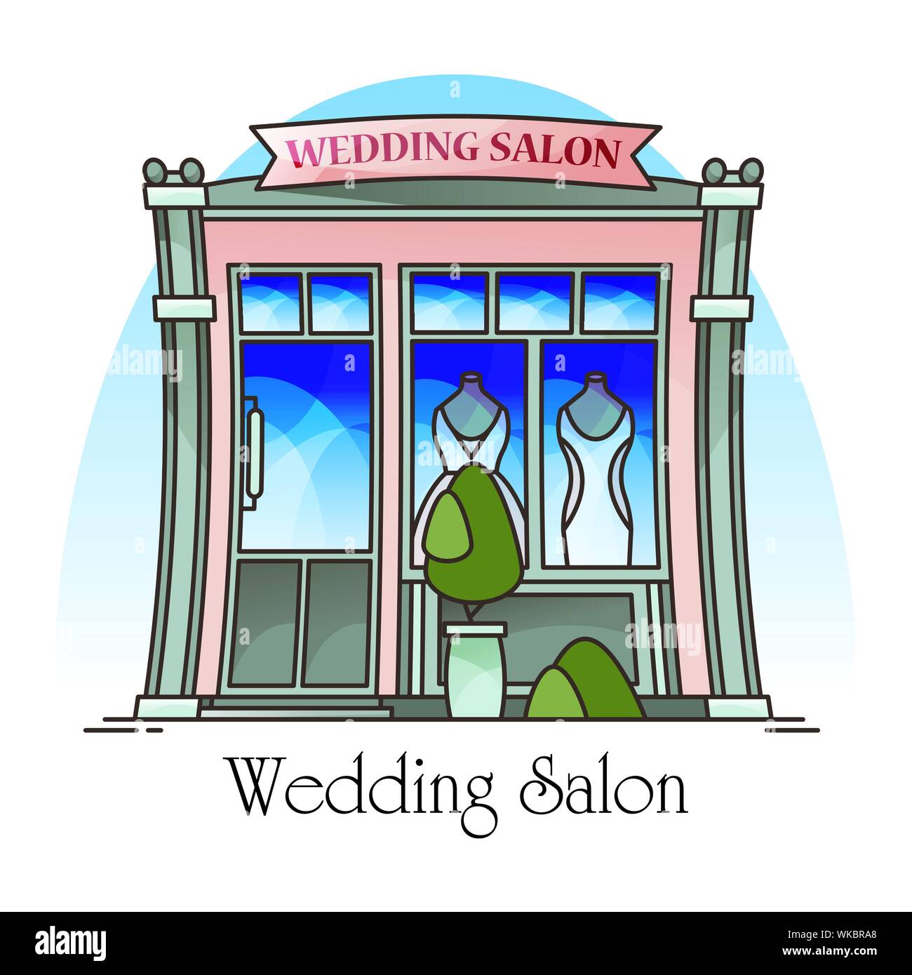 Wedding salon building,marriage ceremony structure Stock Vector