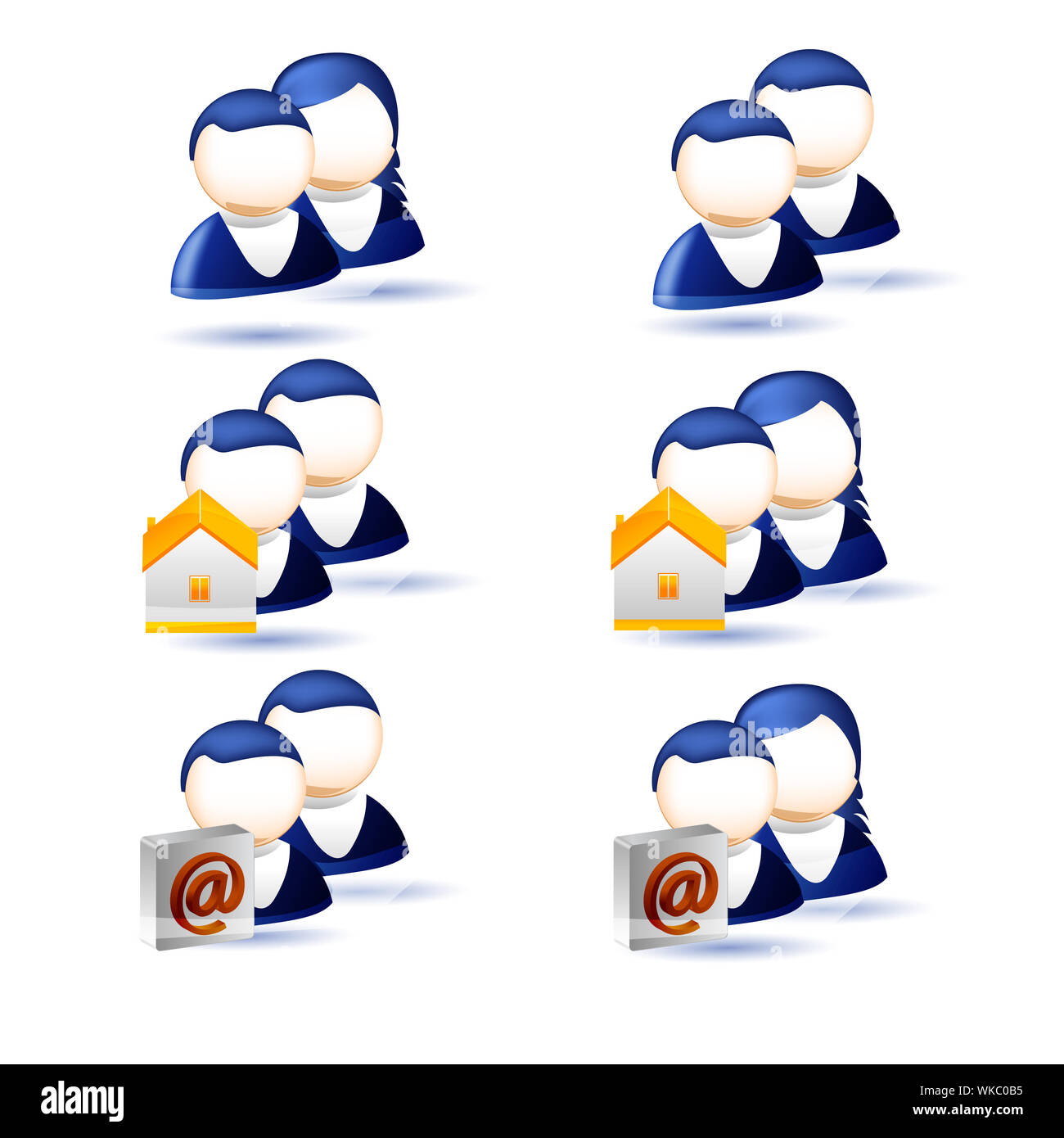 illustration of set of human icons on white background Stock Photo