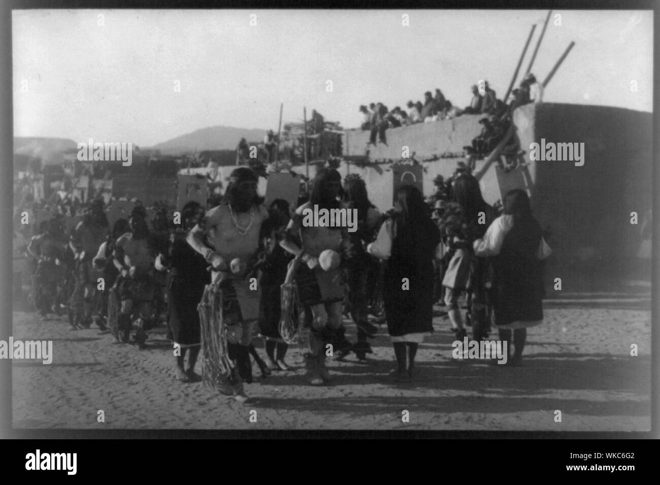 Jemez Pueblo Indians in a ceremonial dance, possibly Nov. 12 feast day