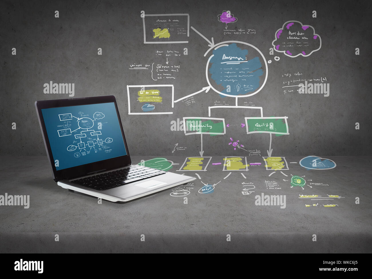 laptop computer with big plan on screen Stock Photo - Alamy