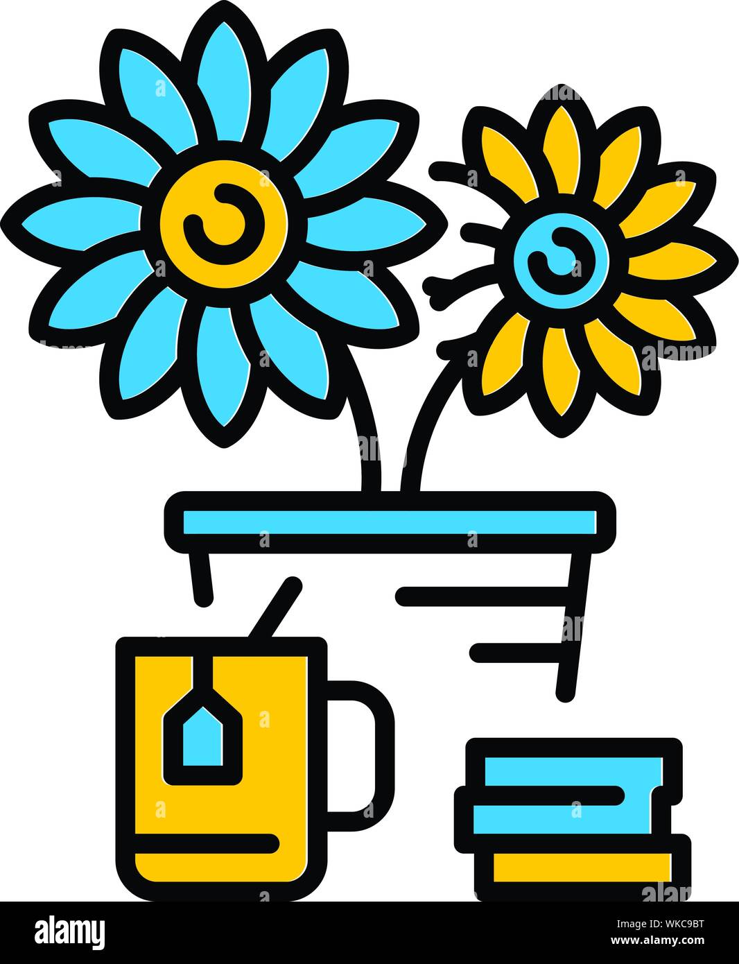 Desktop flower pot icon, outline style Stock Vector