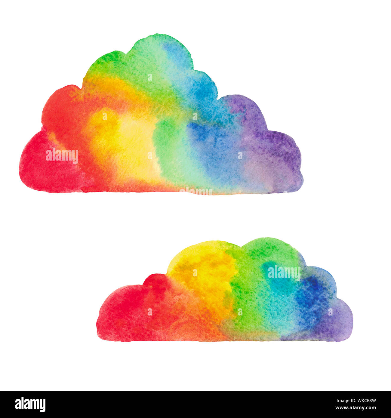 Illustration of hand painted watercolor. Decorative rainbow clouds element for Wallpaper fabric design poster paper compositions Stock Photo
