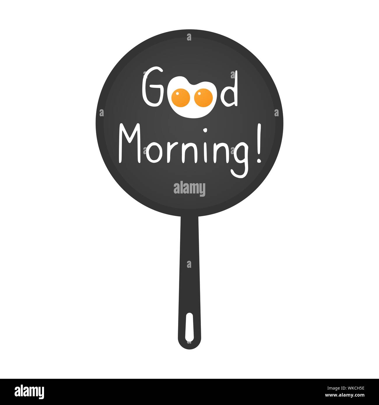 Frying pan with greeting words - Good Morning Stock Vector