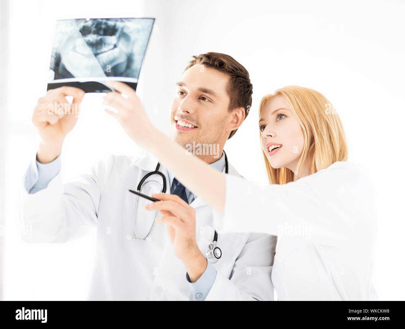 two doctors looking at x-ray Stock Photo