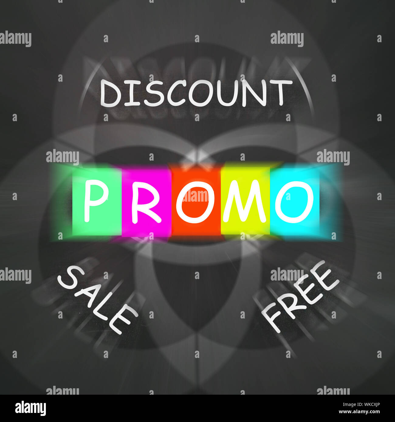Advertising Words Displaying Promo Discount Sale or Free Stock Photo - Alamy