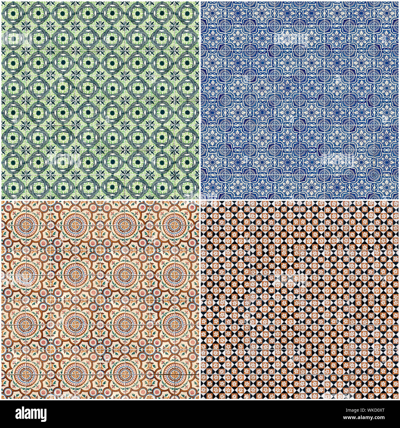 Set of four ceramic tiles patterns, vintage wall decoration Stock Photo ...