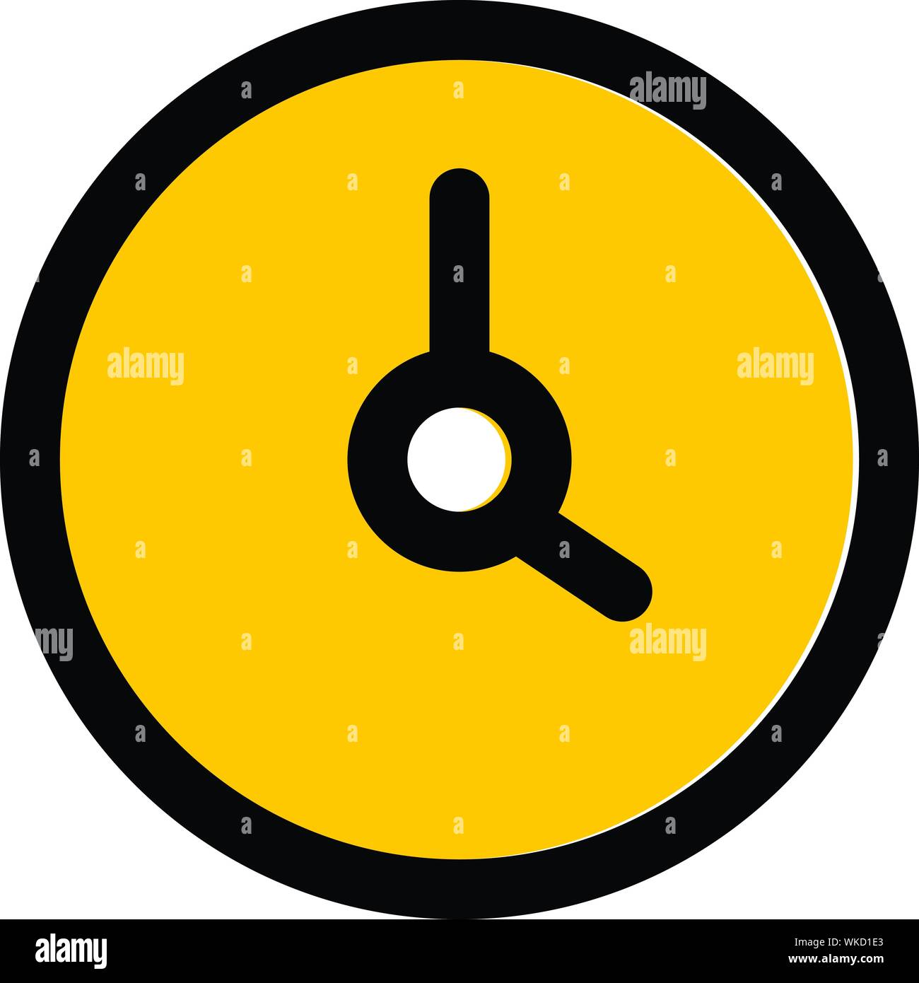 Yellow wall clock icon, outline style Stock Vector