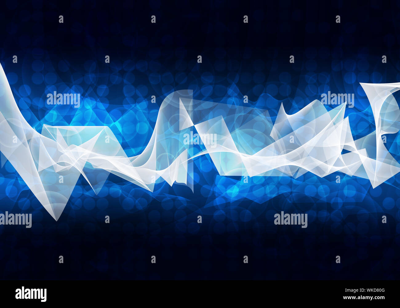 Glowing circles and waves. Hi-tech technological background Stock Photo