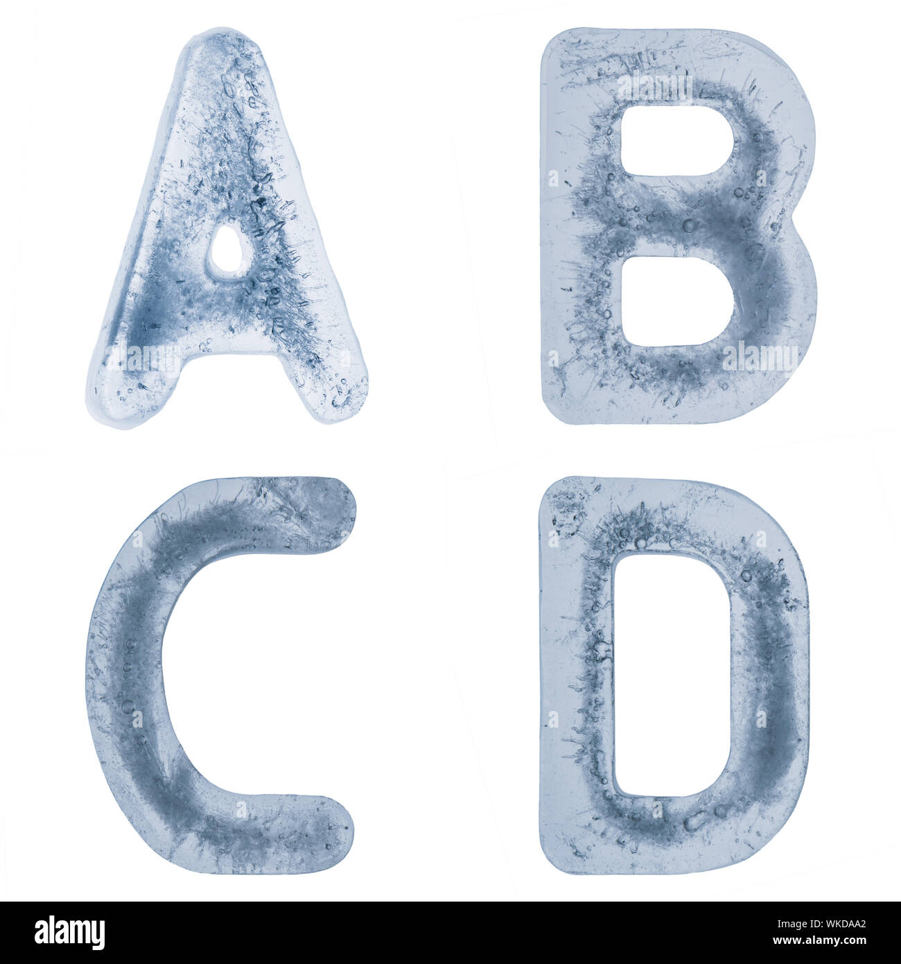 Letters A,B,C and D from an alphabet made out of ice Stock Photo - Alamy