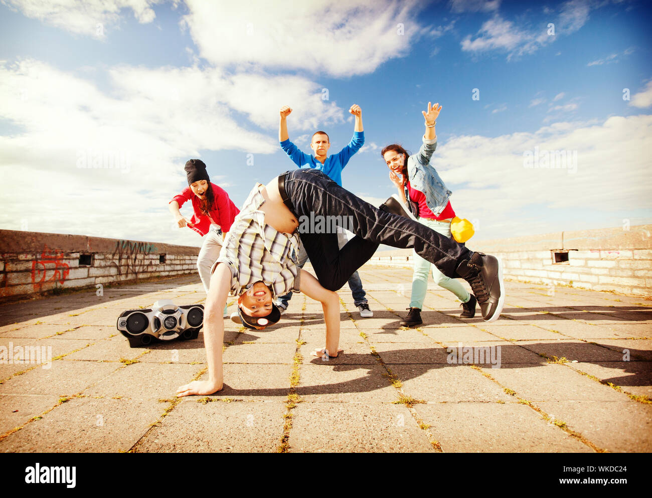 sport, dancing and urban culture concept group of teenagers dancing Stock Photo Alamy