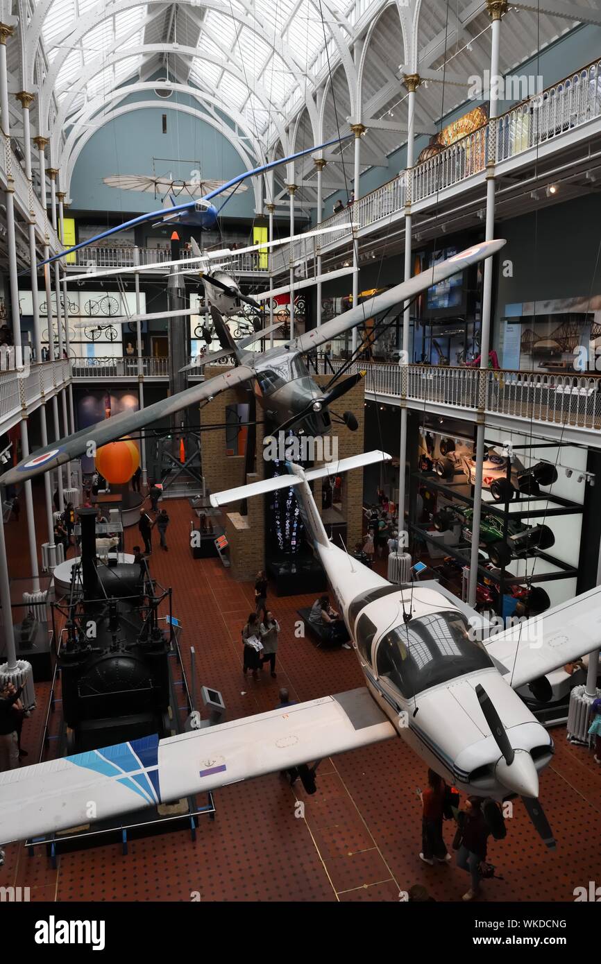 Small aircraft display inside the National Museum of Scotland in Edinburgh, Scotland, UK, Europe Stock Photo