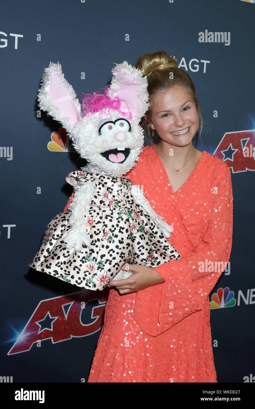 Los Angeles, CA. 3rd Sep, 2019. Petunia, Darci Lynne Farmer at arrivals for AMERICA'S GOT TALENT Live Screening, The Dolby Theatre at Hollywood and Highland Center, Los Angeles, CA September 3, 2019. Credit: Priscilla Grant/Everett Collection/Alamy Live News Stock Photo