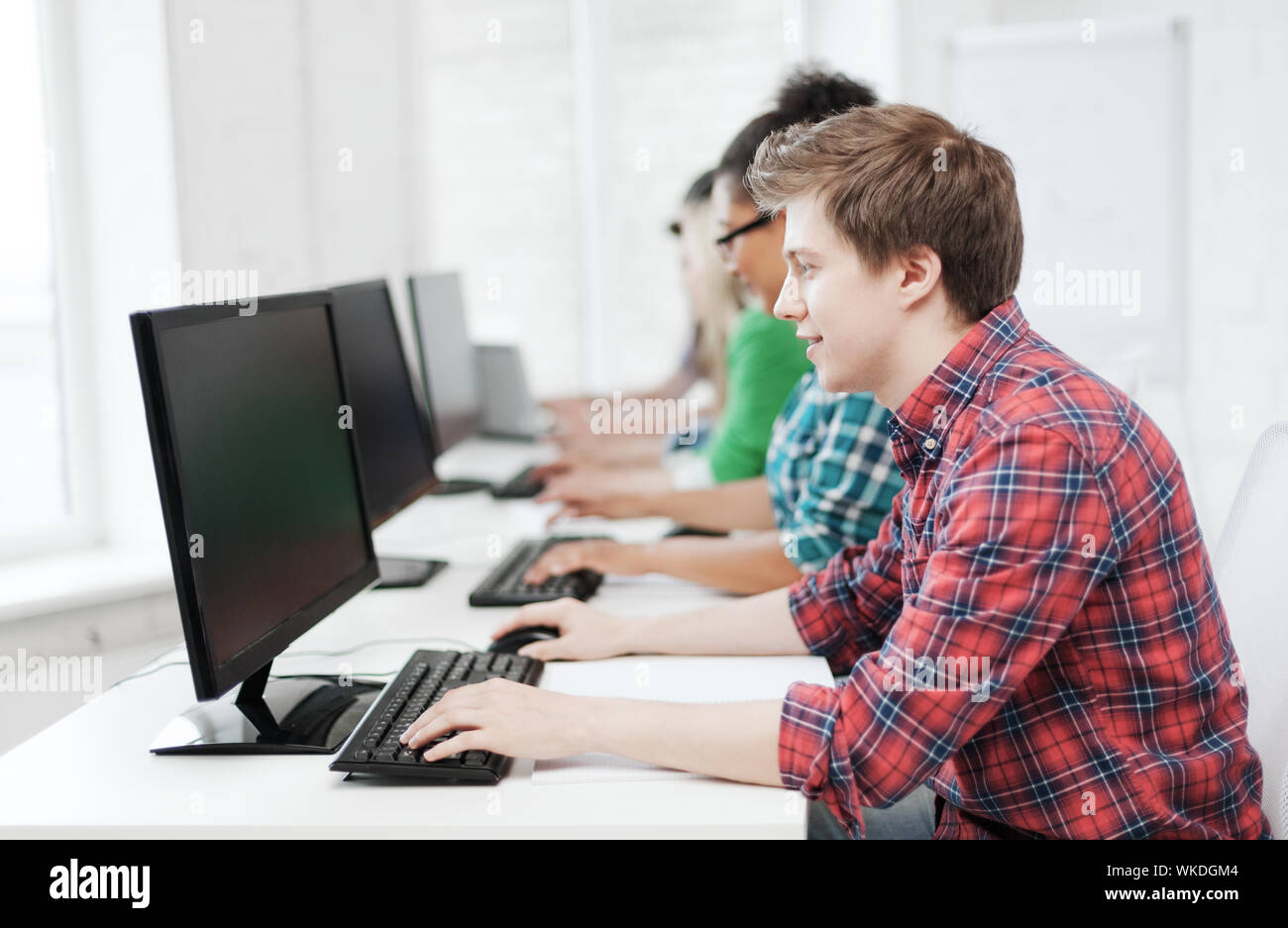 student with computer studying at school Stock Photo - Alamy