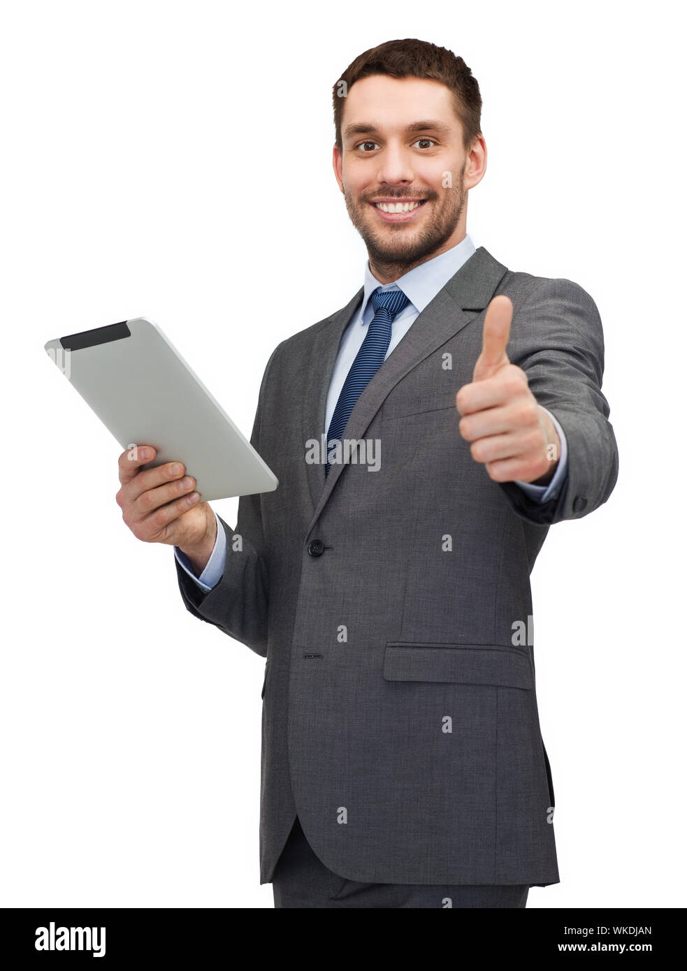 smiling buisnessman with tablet pc computer Stock Photo