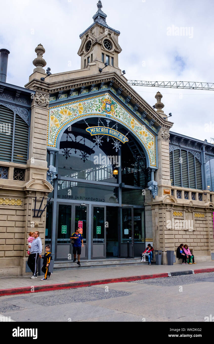 Uruguay: Montevideo. Building of the Mercado Agrícola (Montevideo market) created in 1913 and registered as a National Historic Landmark. Stock Photo