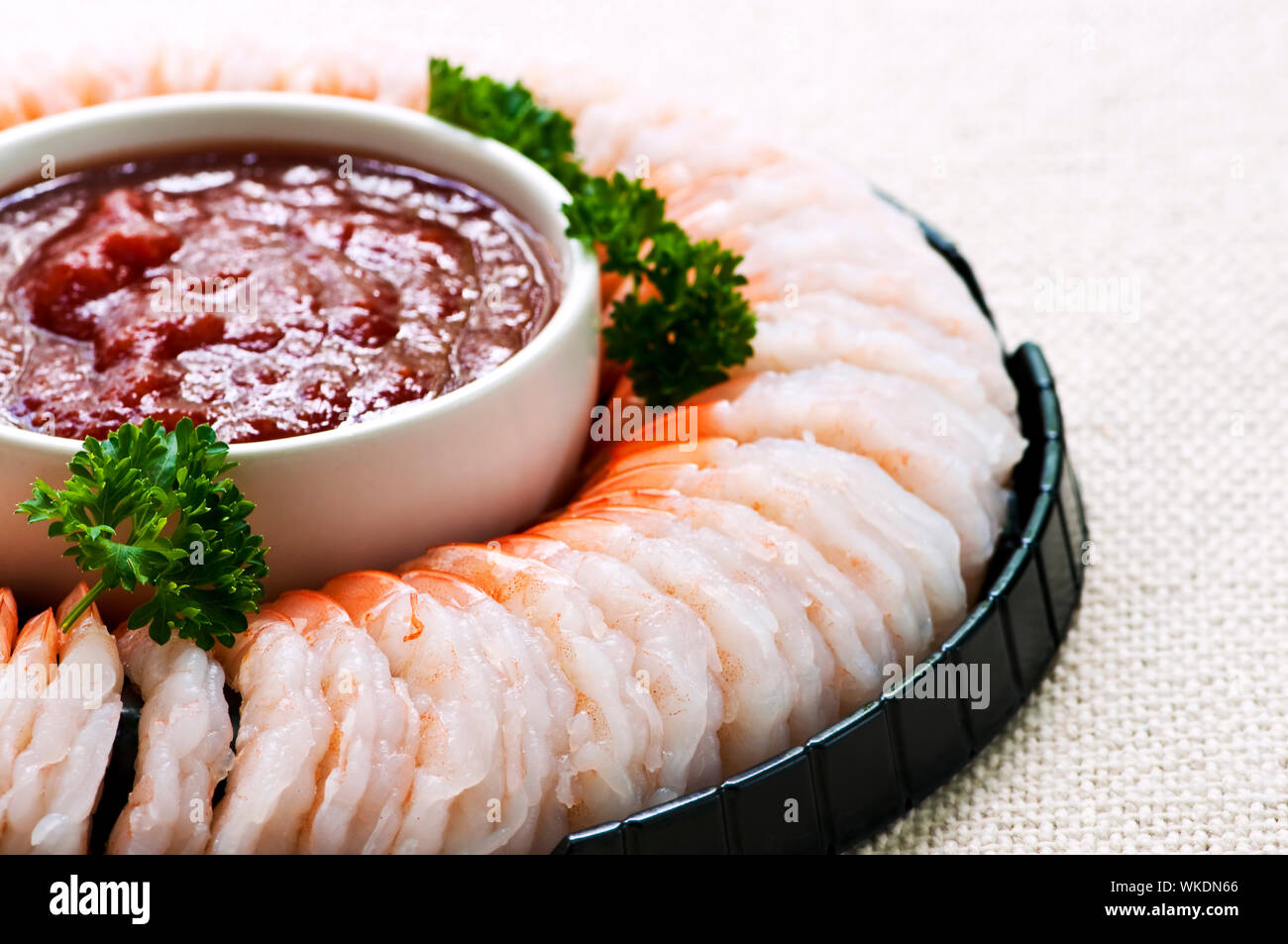 Shrimp ring appetizer platter with dipping sauce Stock Photo Alamy
