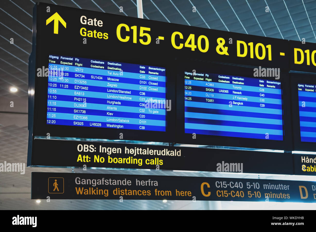 Flight Information Arrival Departure Board Showing Destinations Time 