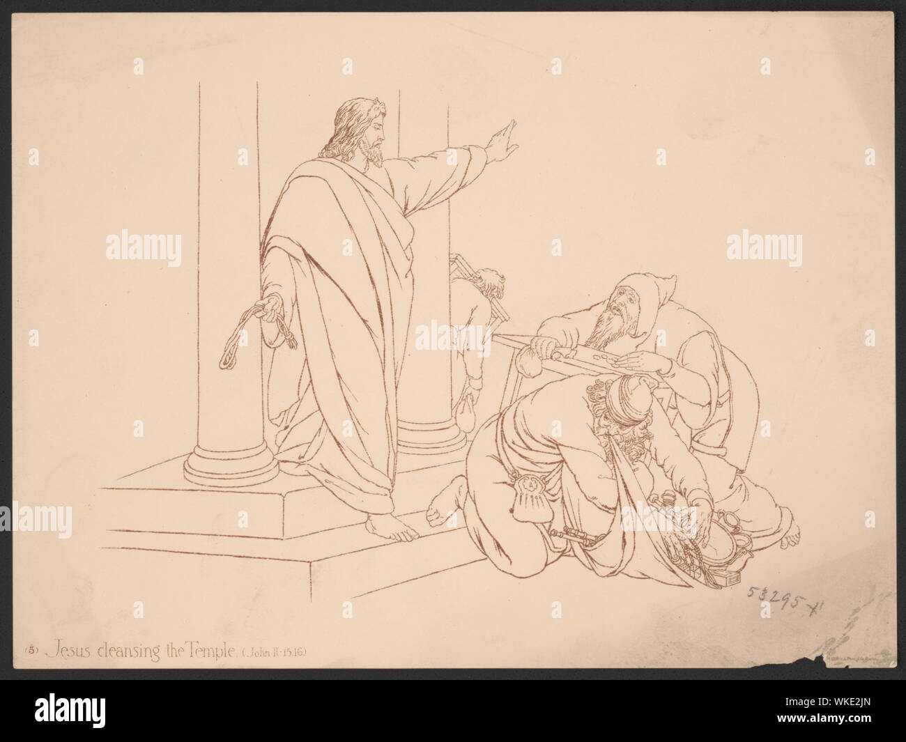 Jesus cleansing the Temple (John II:15,16) Stock Photo
