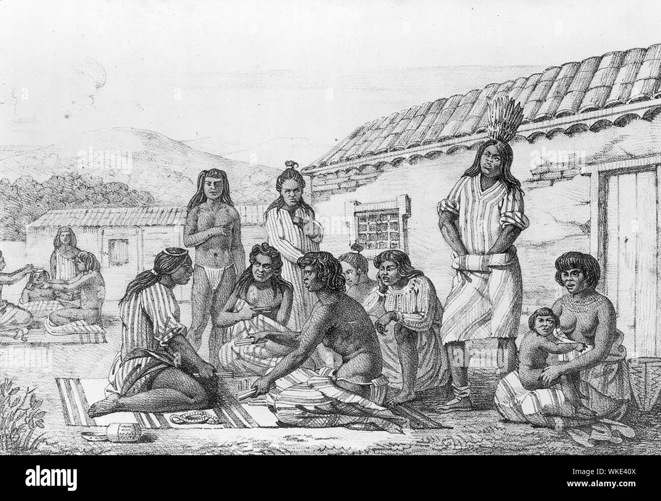 California native american cultural group Black and White Stock