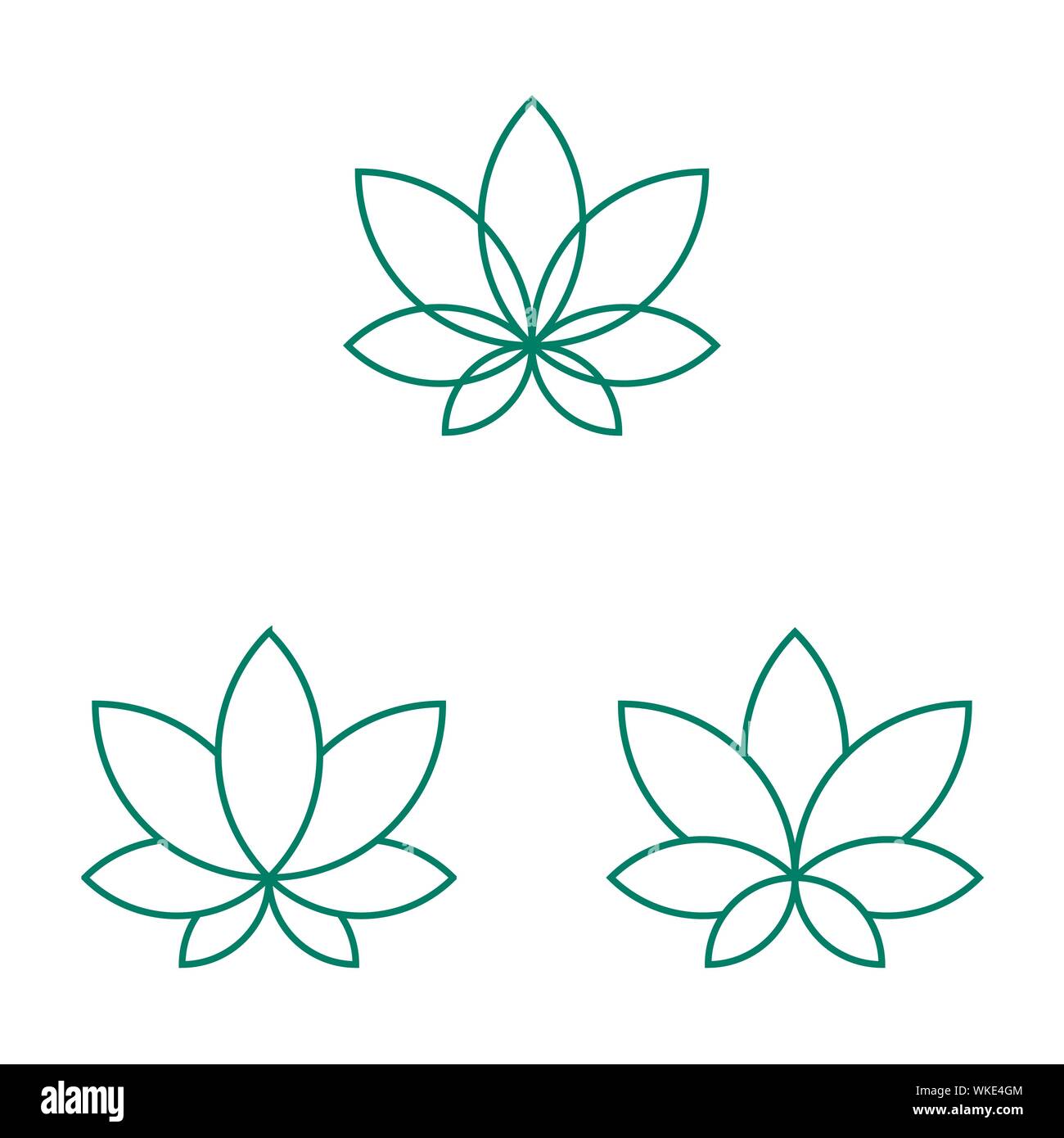 Cannabis leaf linear icons set on white background Stock Vector Image ...