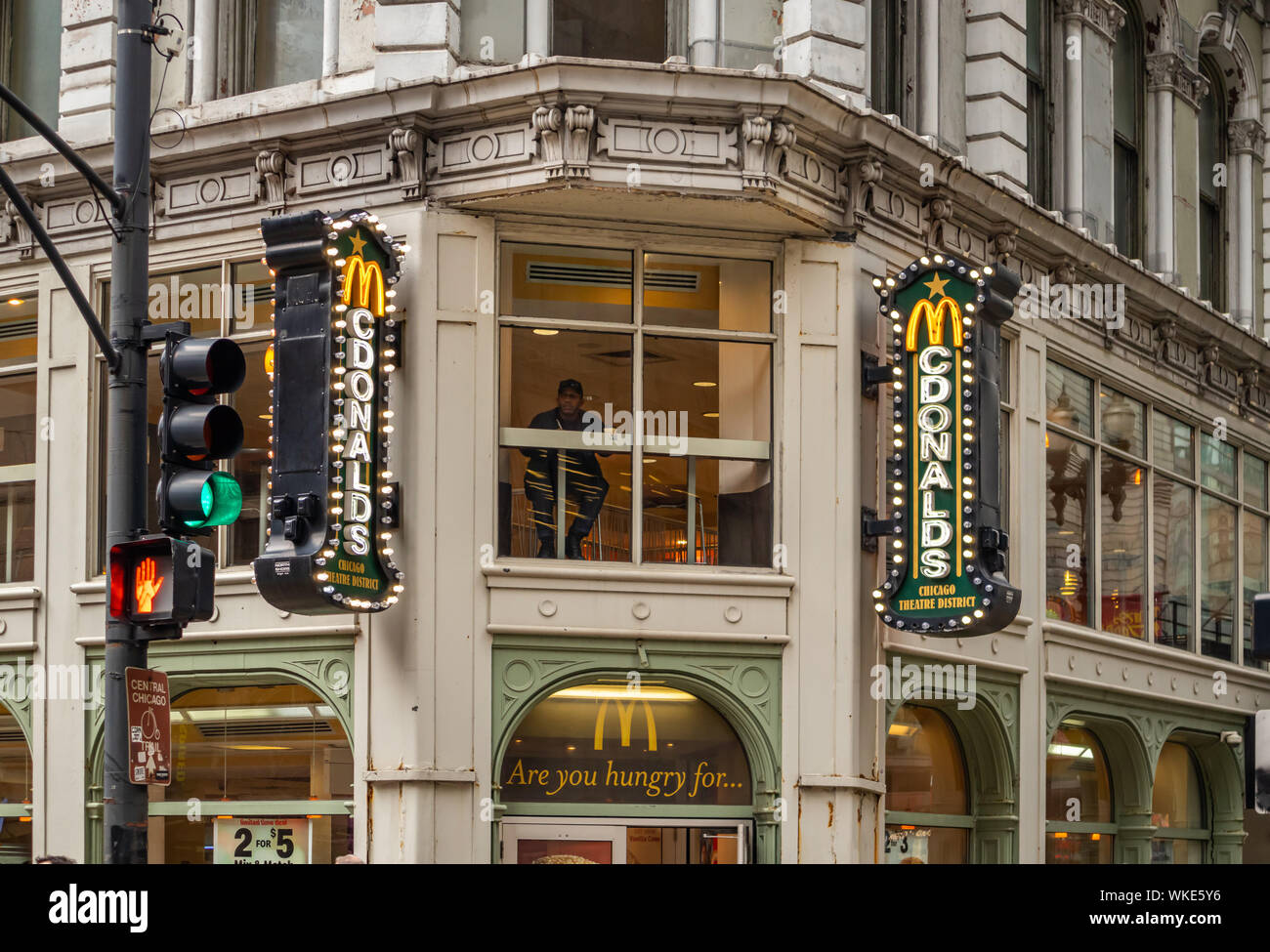 Chicago, Illinois, US. May 9, 2019 Mc Donalds fast food Restaurant in