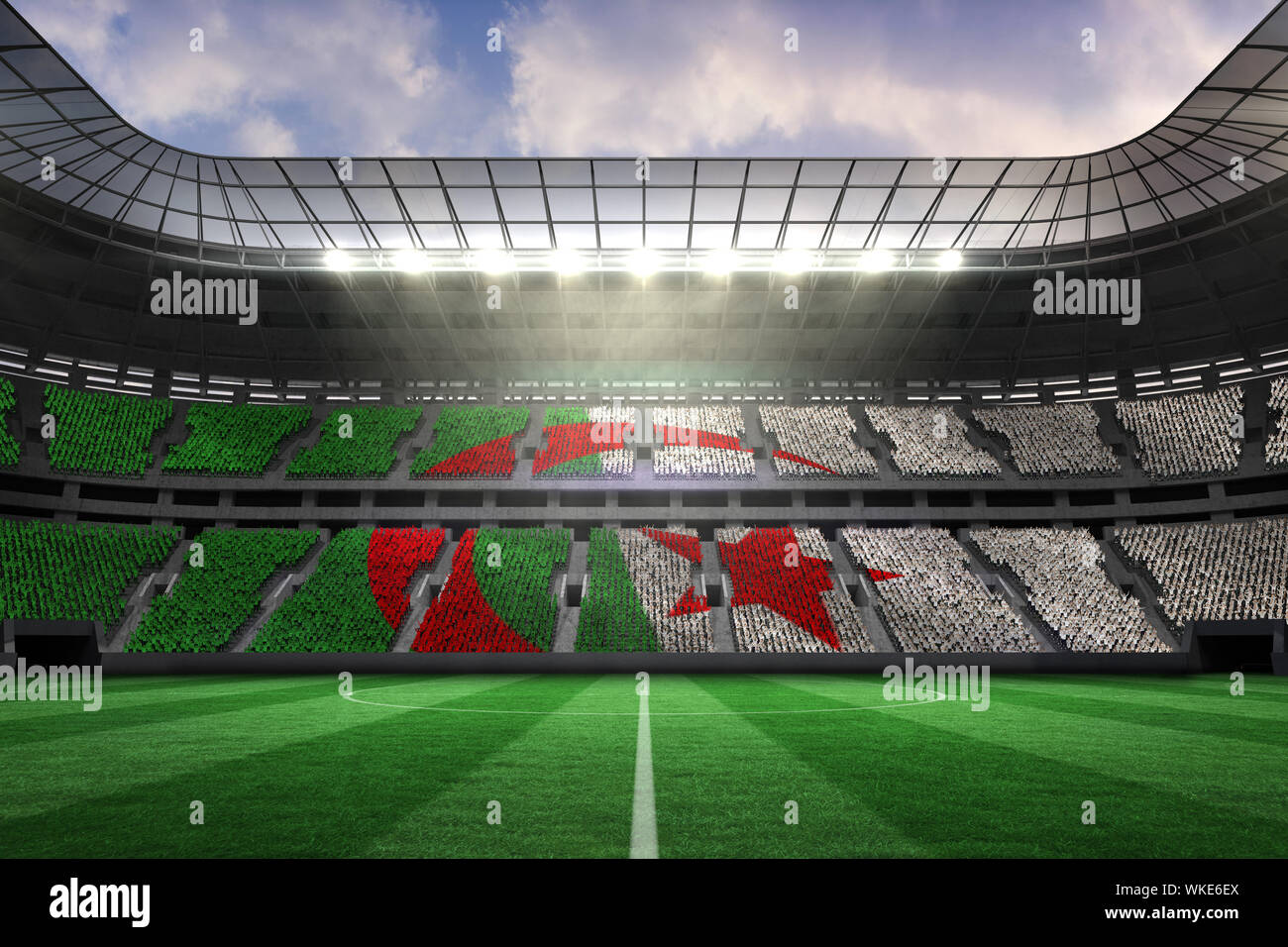 Algerian flag against large football stadium Stock Photo