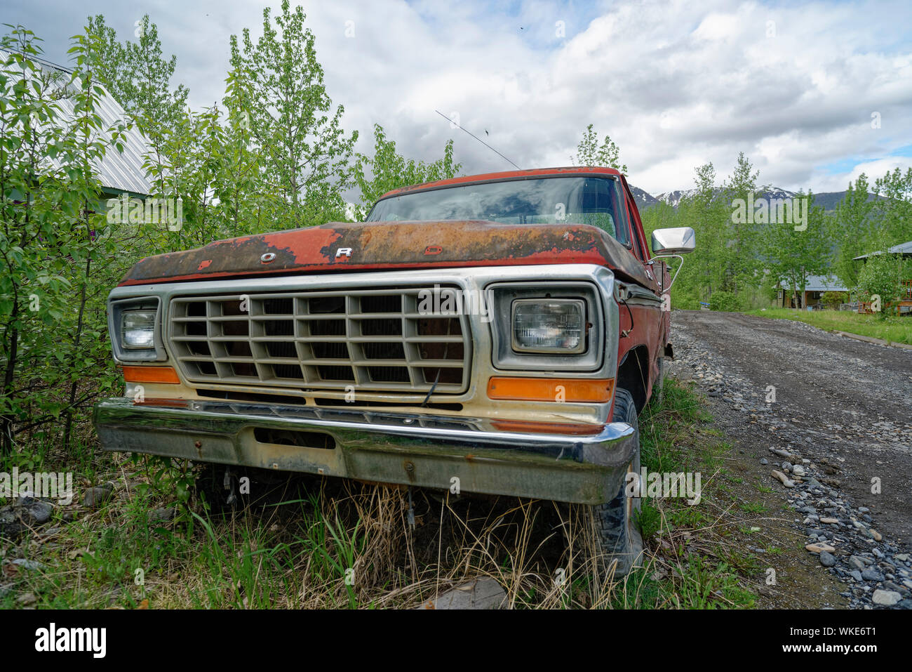 Old car, Ford, in McCarthy, Alaska. Stock Photo
