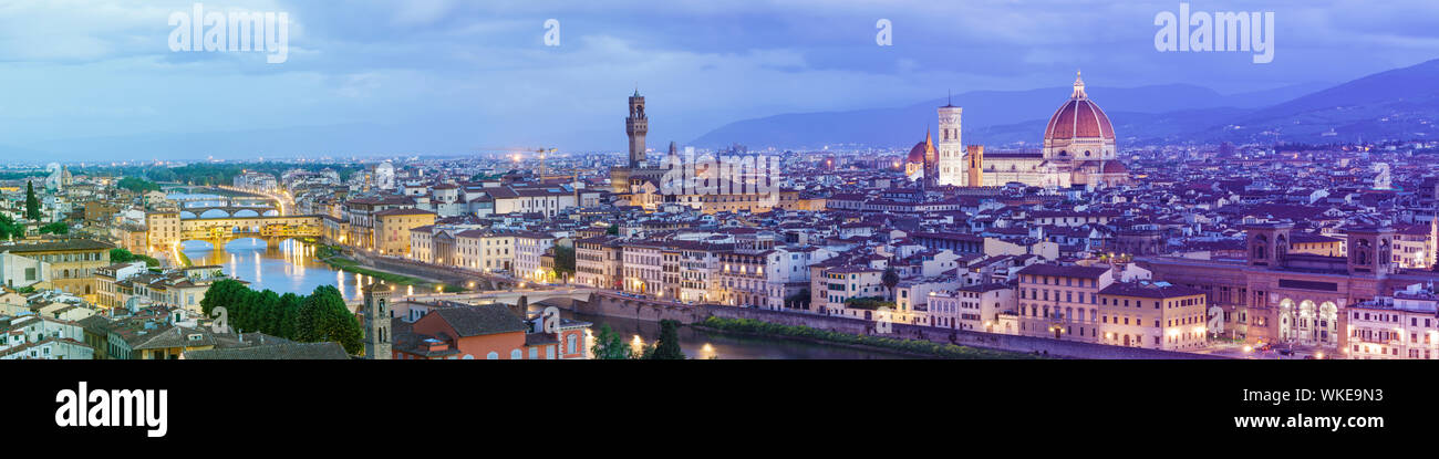 The skyline of the city of Florence, Italy. Granted UNESCO World Heritage Site status, the historic centre of Florence is known for landmarks such as Stock Photo