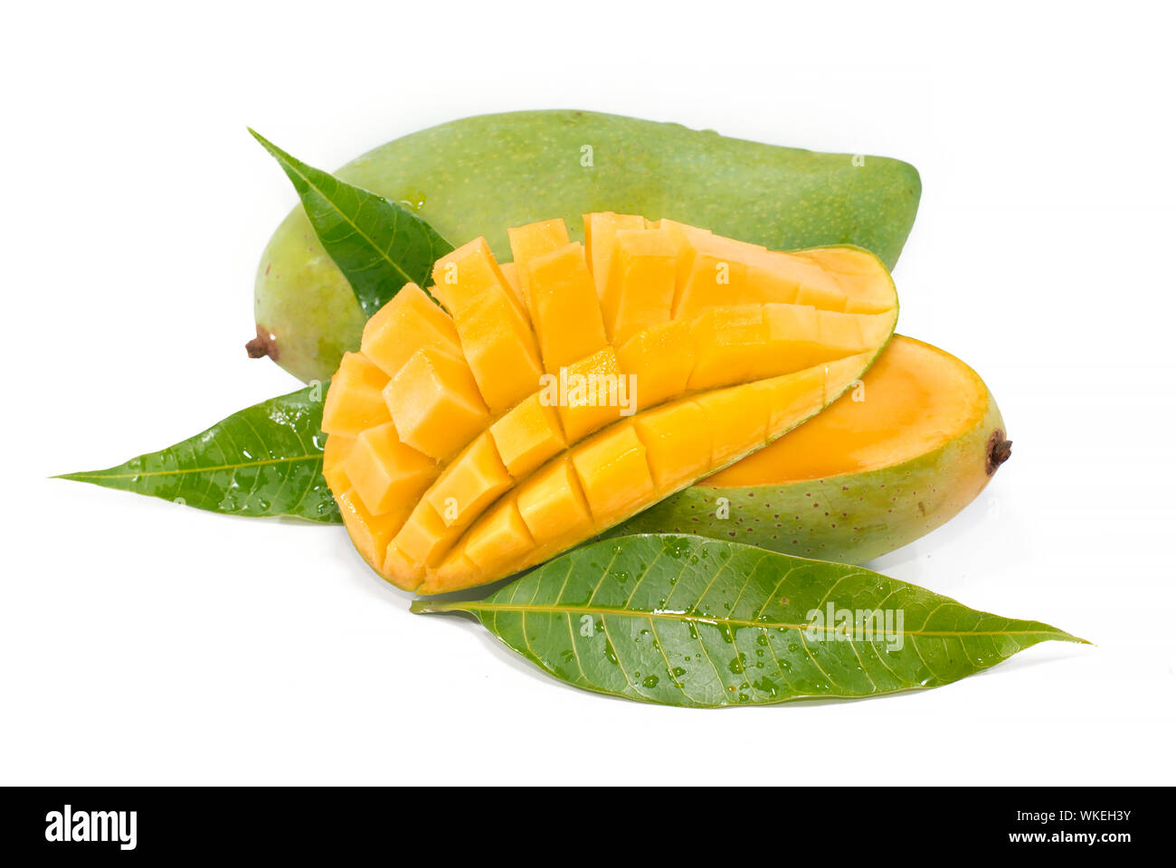 Green mango fruit cut out on white background Stock Photo Alamy
