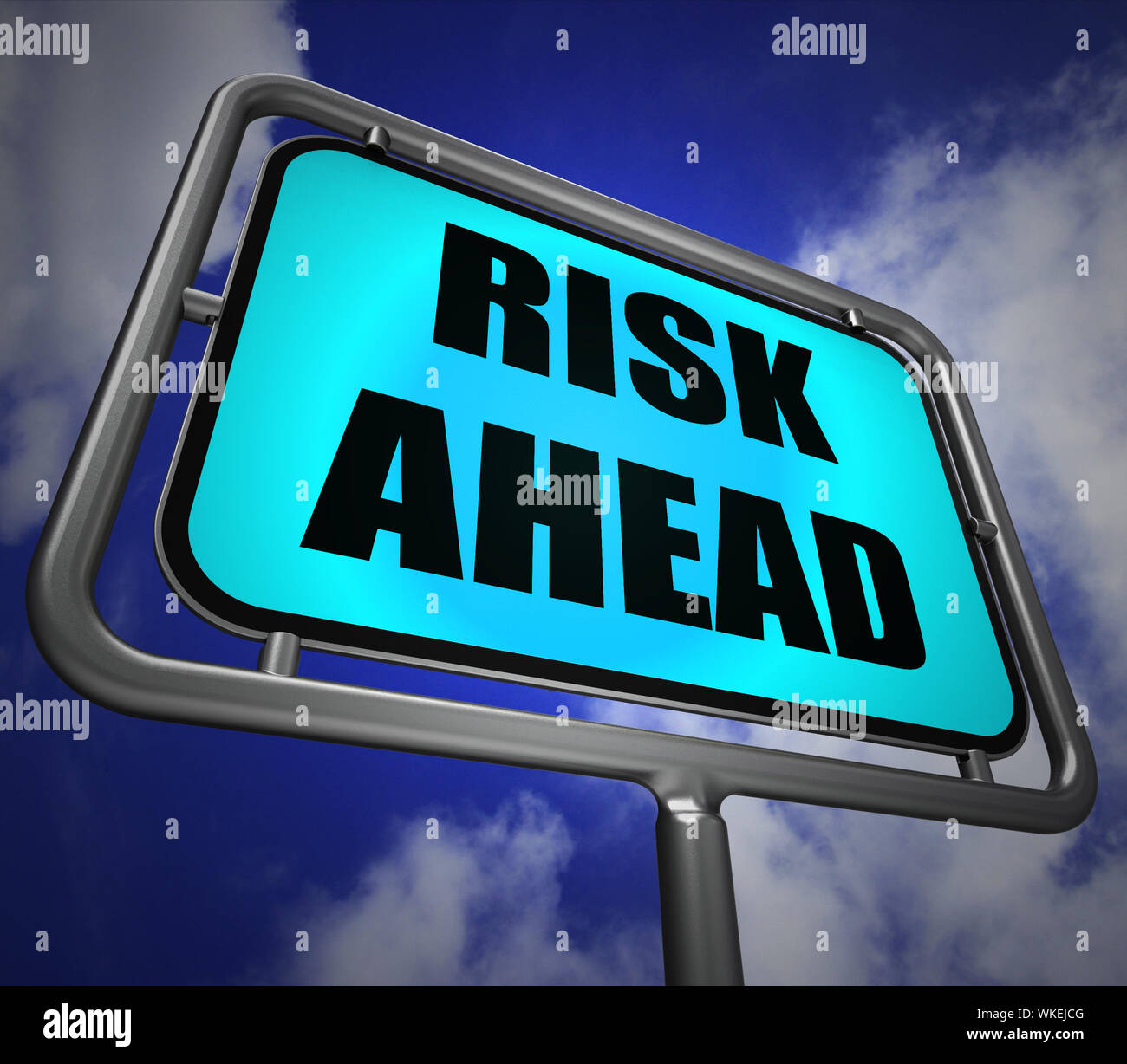 Risk Ahead Signpost Showing Dangerous Unstable and Insecure Warning