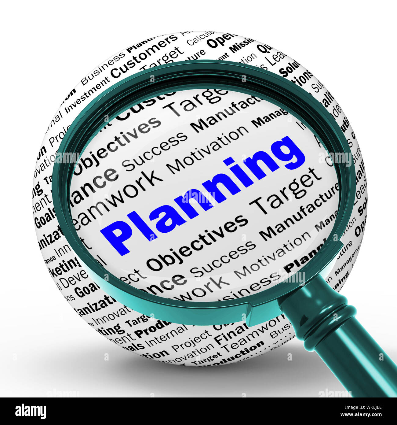 Planning Magnifier Definition Meaning Mission Planning Aspiration Or  Objective Stock Photo - Alamy