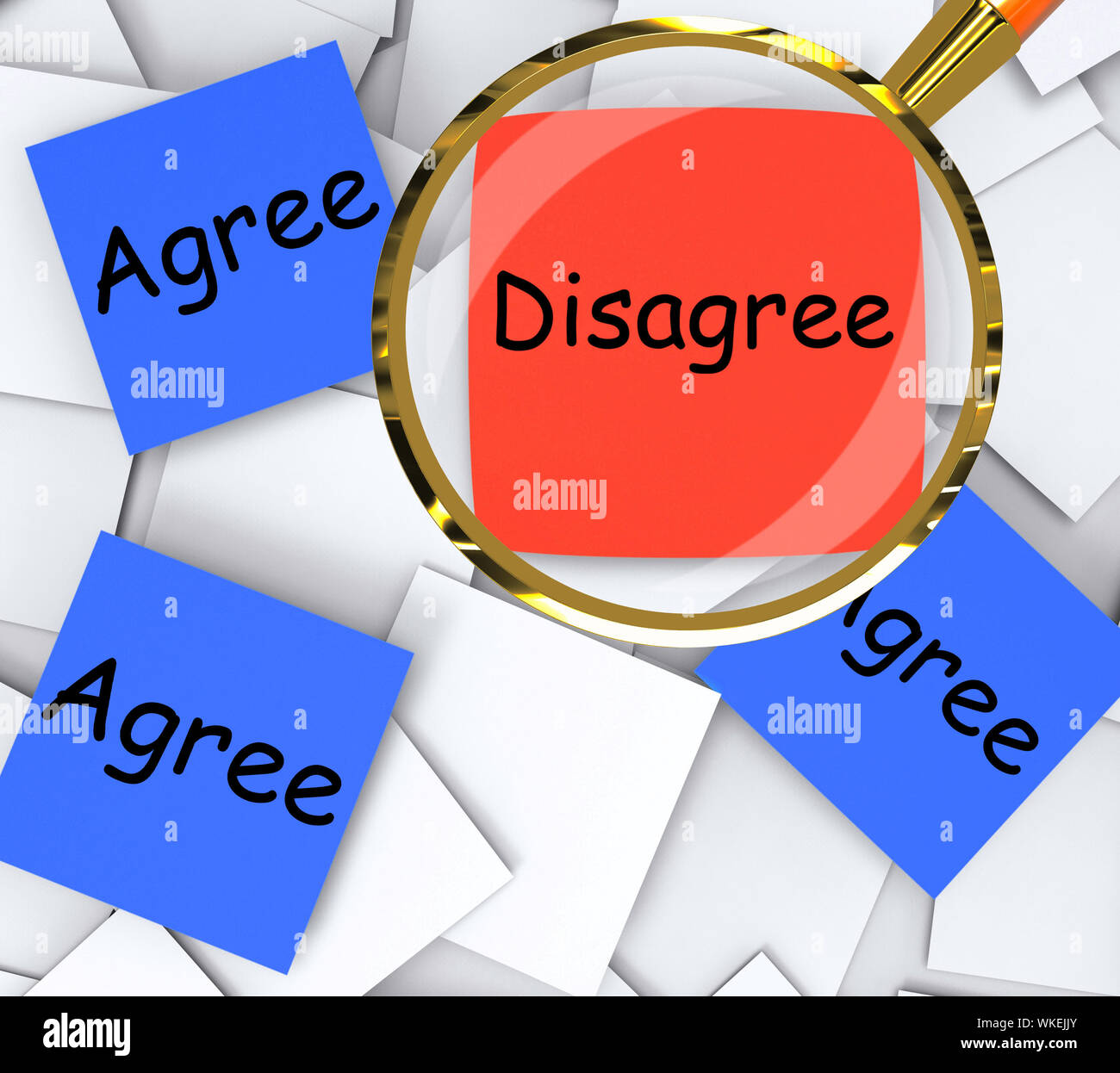 Agree Disagree Post-It Papers Meaning Agreeing Or Opposing Stock Photo