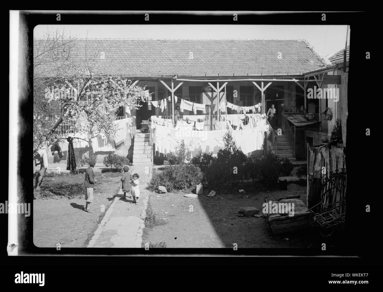 Jewish homes in tenement building, Bukharan Quarter, Jerusalem Stock