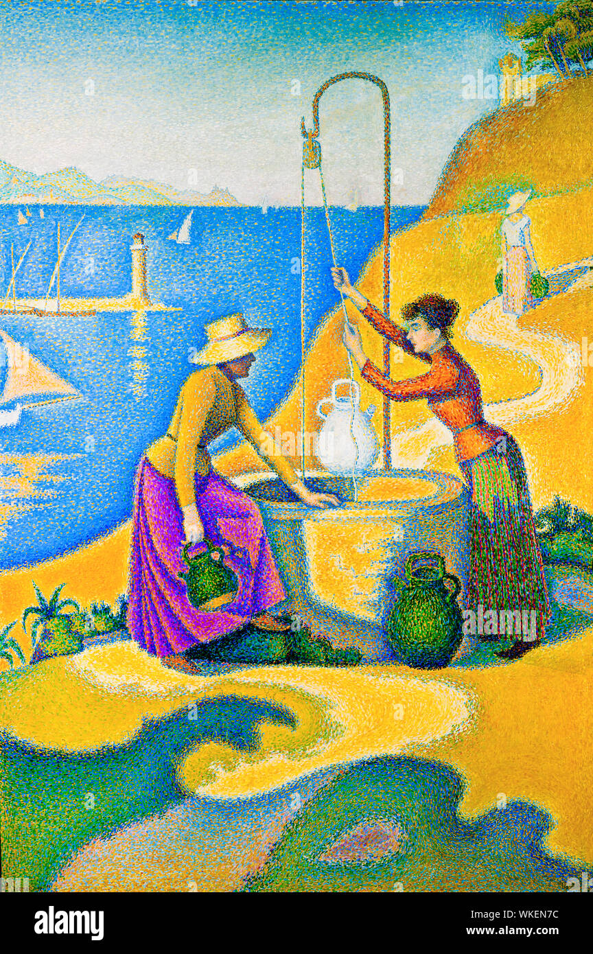 Paul Signac, Neo-Impressionist painting, Women at the Well, 1892 Stock Photo