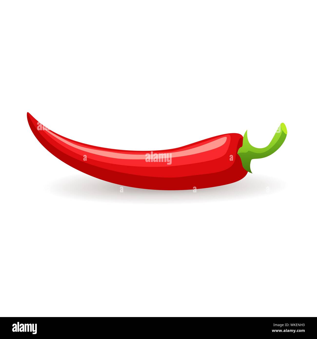 Single red chili pepper on white background, bitter spicy hot Stock Vector