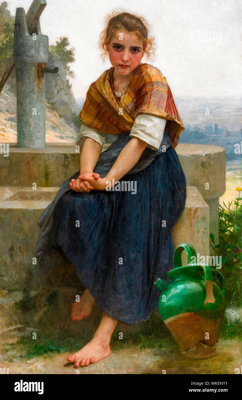 William-Adolphe Bouguereau, painting, The Broken Pitcher, 1891 Stock Photo