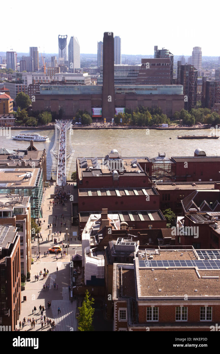 Tate Modern and Millennium bridge London summer 2019 Stock Photo