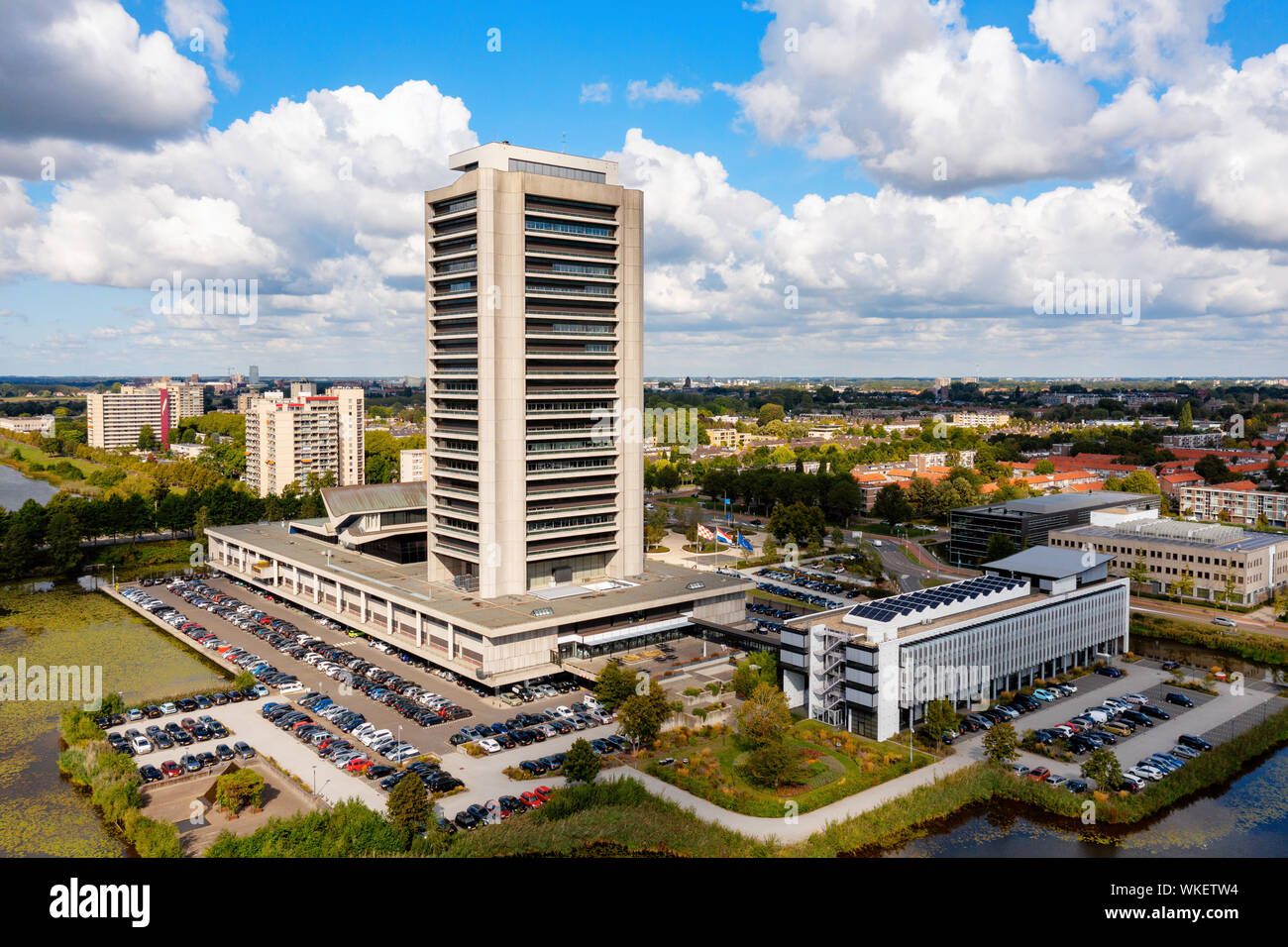 The Provinciehuis Brabant from the air with Den Bosch in the background Stock Photo