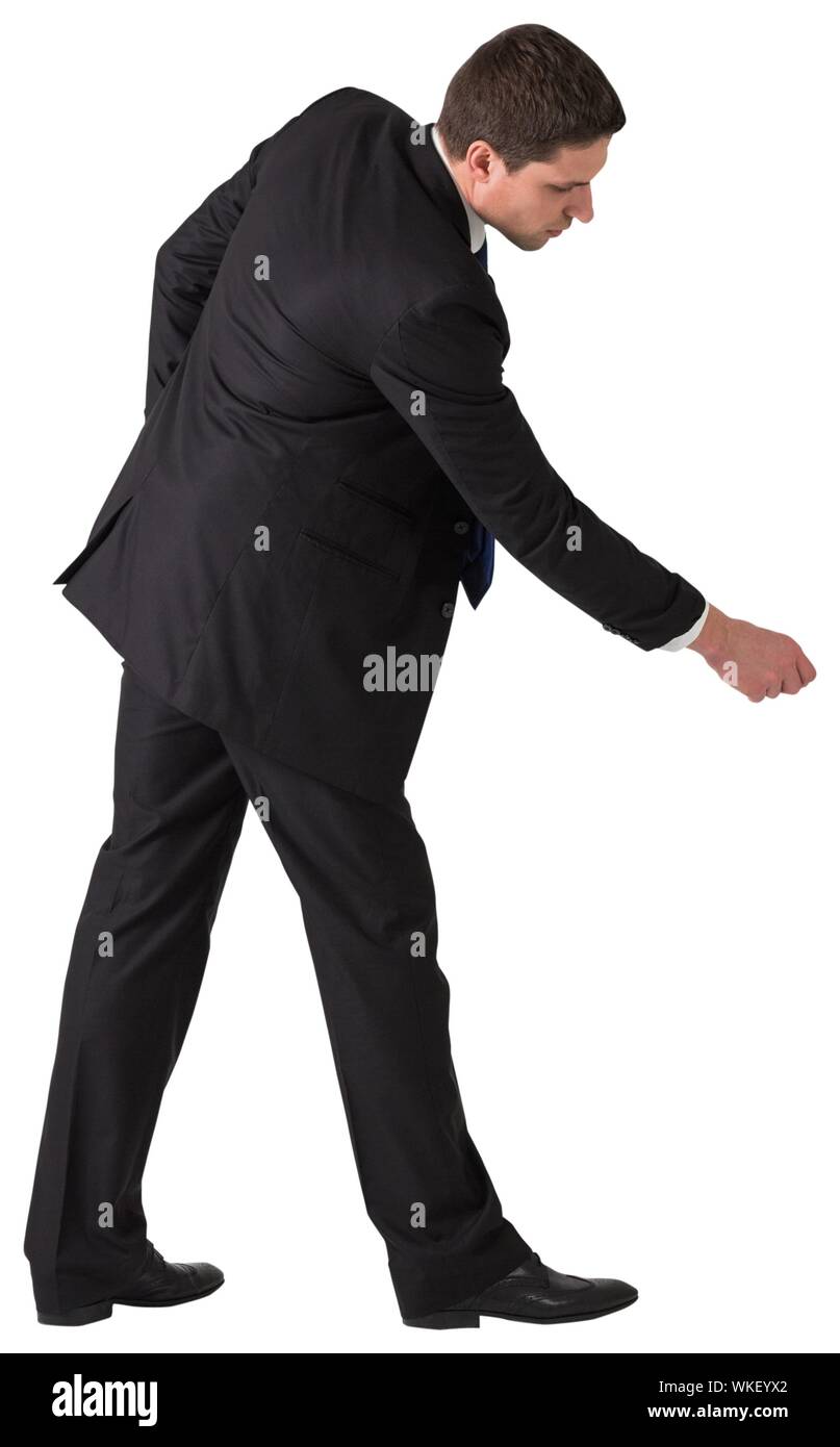 Handsome businessman pulling with hand on white background Stock Photo ...