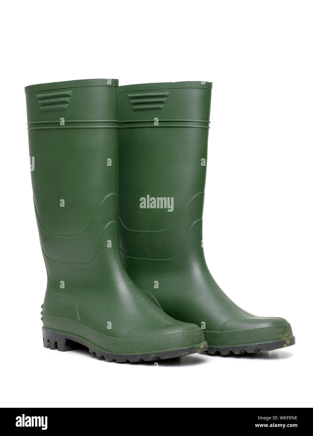 Green rubber boots isolated on white background Stock Photo - Alamy