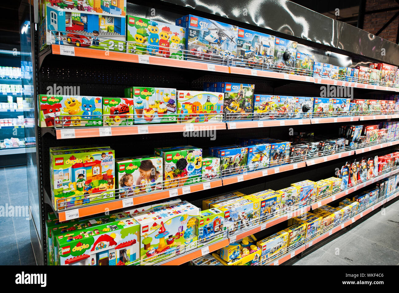 Kiev, Ukraine - September 4, 2019: Silpo supermarket. Lego duplo on the  shelf of store Stock Photo - Alamy