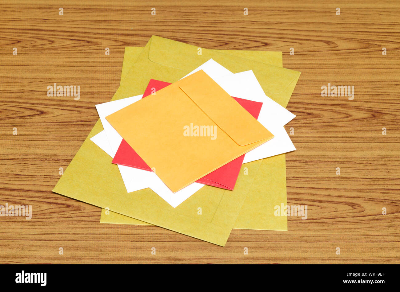 envelope on wood background Stock Photo