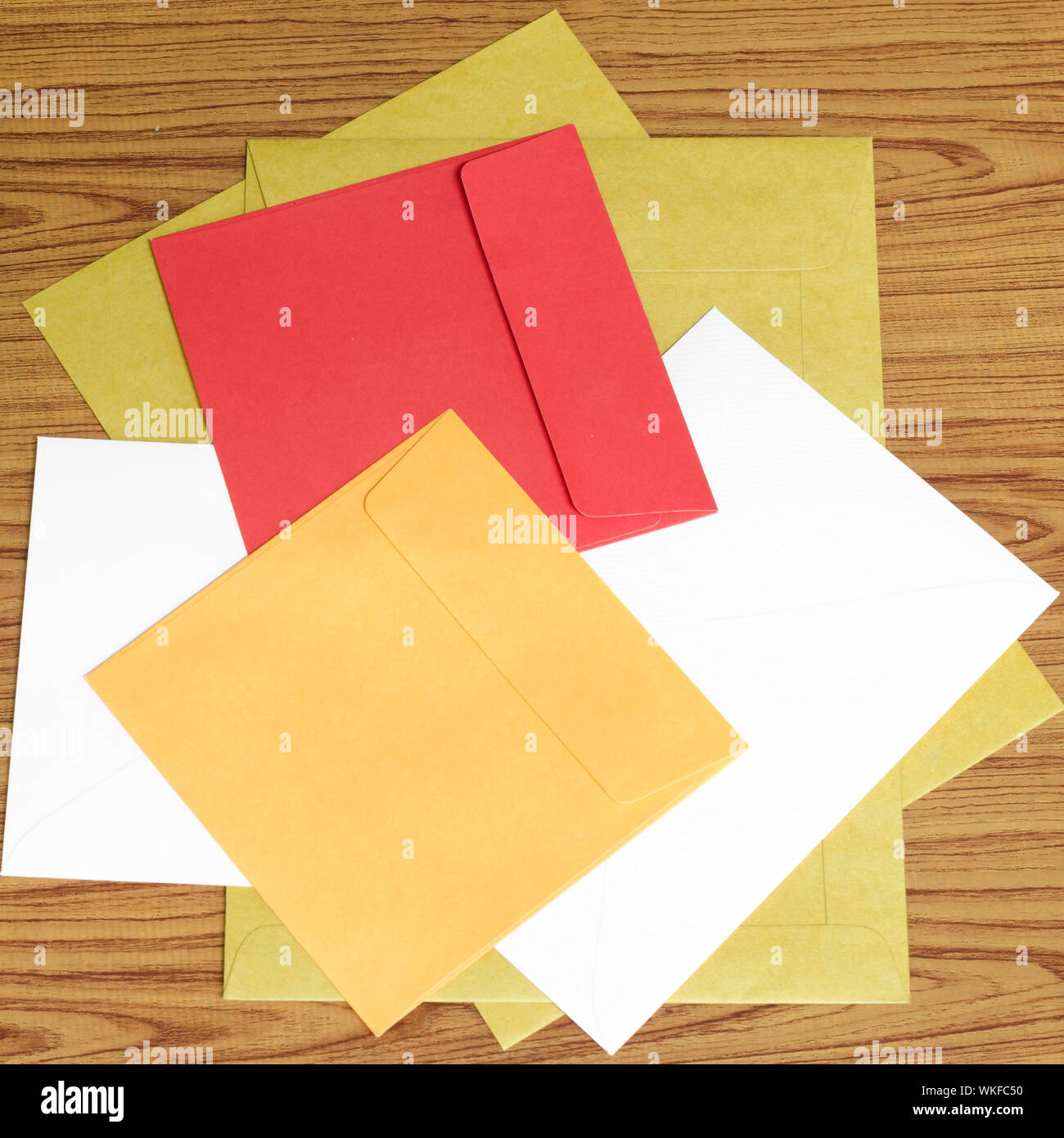 envelope on wood background Stock Photo