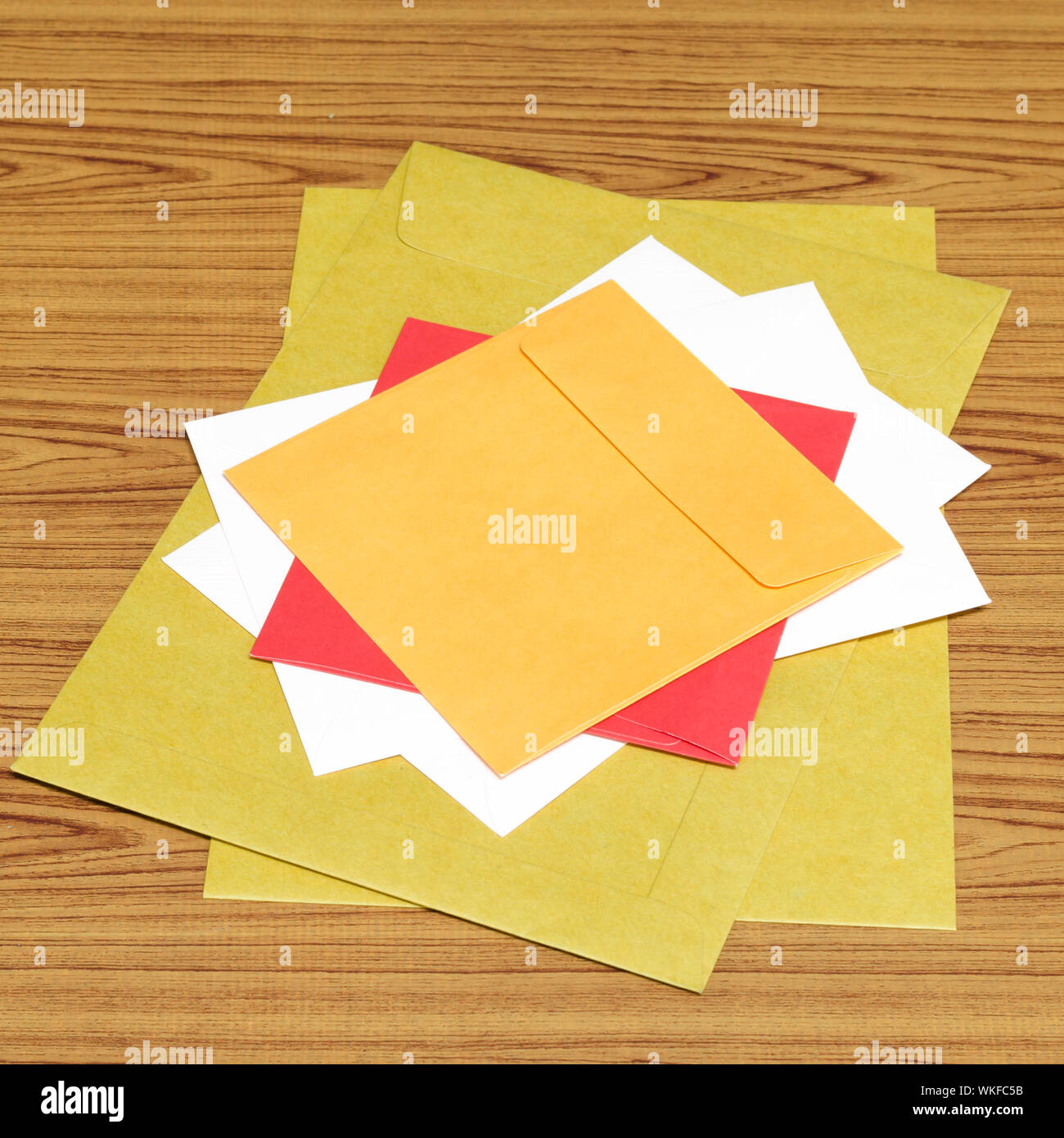 envelope on wood background Stock Photo