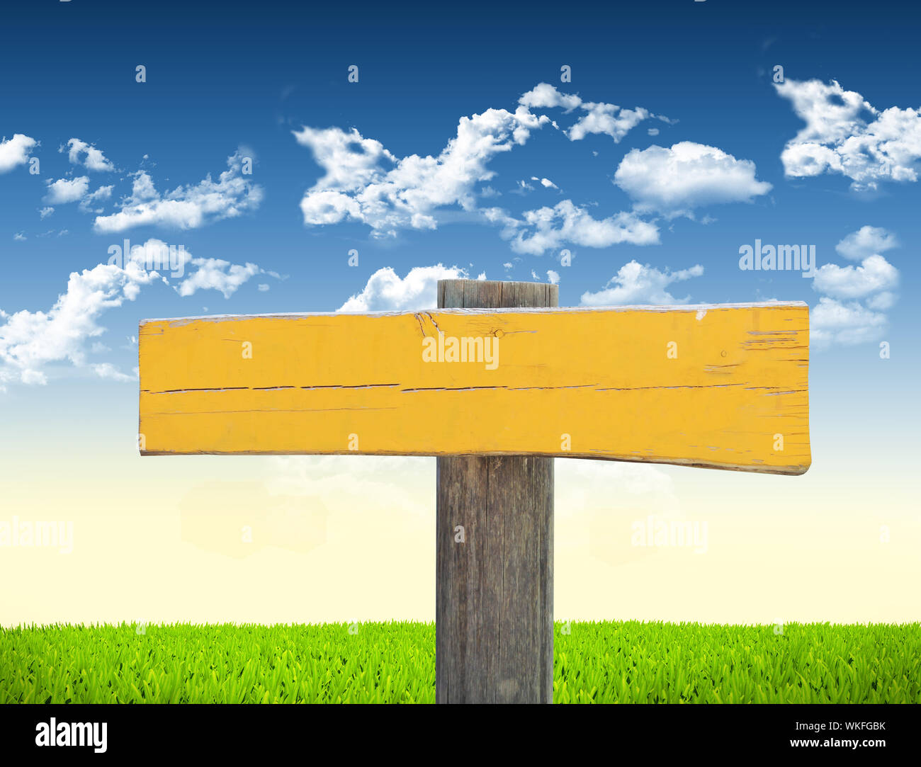 Road sign in green grass field over blue sky background Stock Photo - Alamy