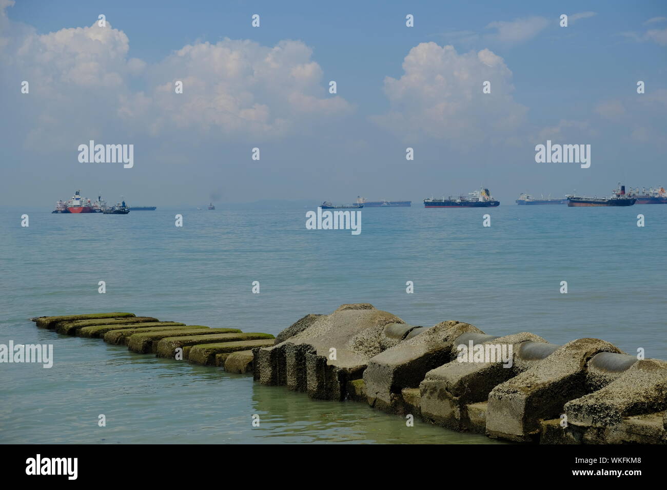 The Singapore Strait view from Singapore Stock Photo